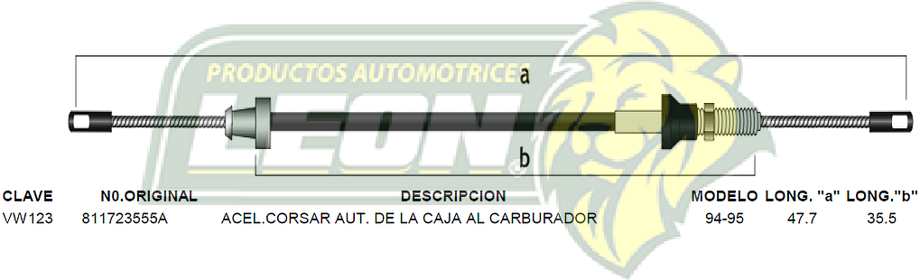 CHICOTE ACEL. CORSAR AUT. DE LA CAJA DE VELOC. AL CARBURADOR 94-95