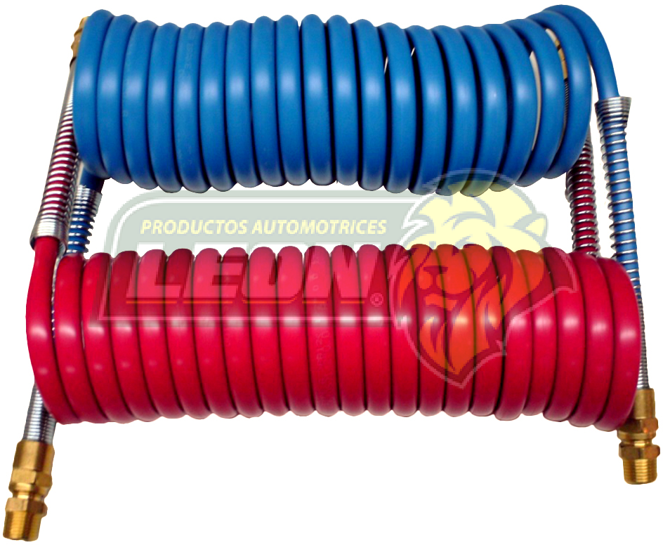 MANGUERA FRENOS DE AIRE REFORZADA DOBLE PARED NAILON/POLIESTER CABINA-CAJA 15 PIES (JGO. AZUL Y ROJA)