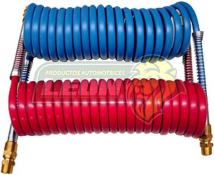 MANGUERA FRENOS DE AIRE REFORZADA DOBLE PARED NAILON/POLIESTER CABINA-CAJA 15 PIES (JGO. AZUL Y ROJA)