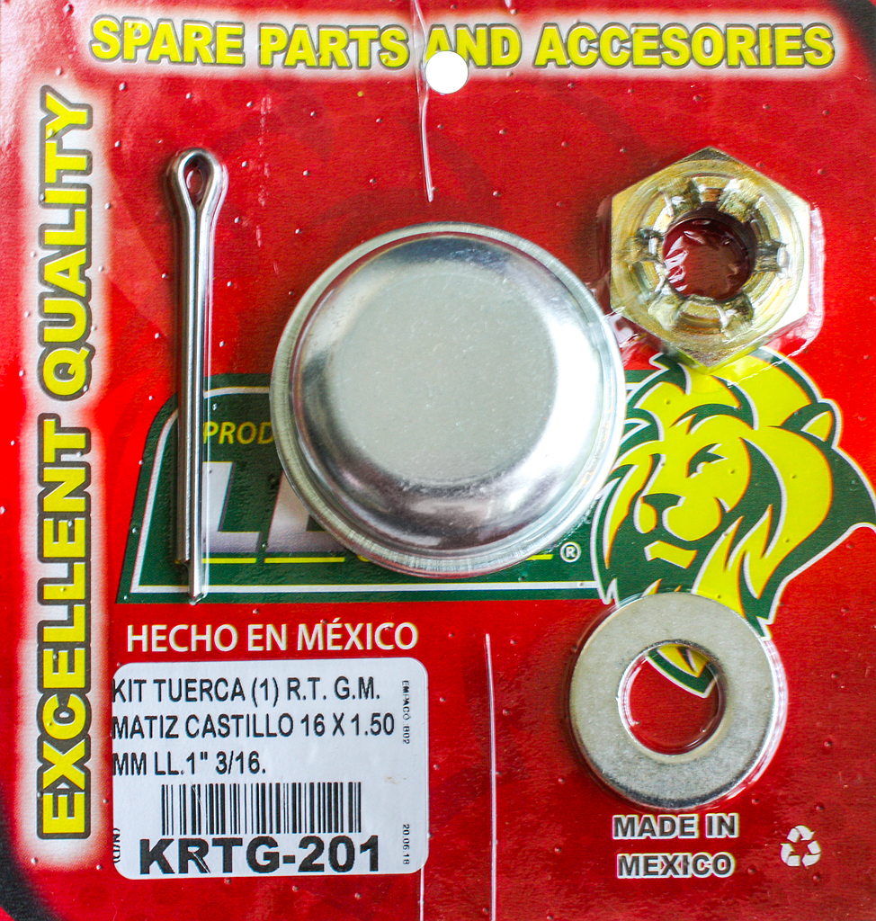 KIT TUERCA (1) R.T. G.M. MATIZ CASTILLO 16x1.50 mm LL.1” 3/16