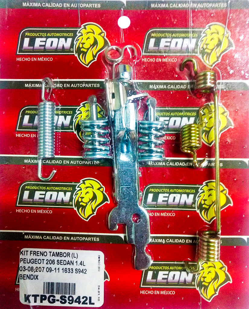 KIT FRENO TAMBOR (L) PEUGEOT 206 SEDAN 1.4L 03-17, 207 09-11 BENDIX, NISSAN APRIO 05-17, RENAULT CLIO 02-10, SANDERO 10-16, STEPWAY 10-16 1633 S942, 1695 S1029, 1Y16Z F035 KT801L