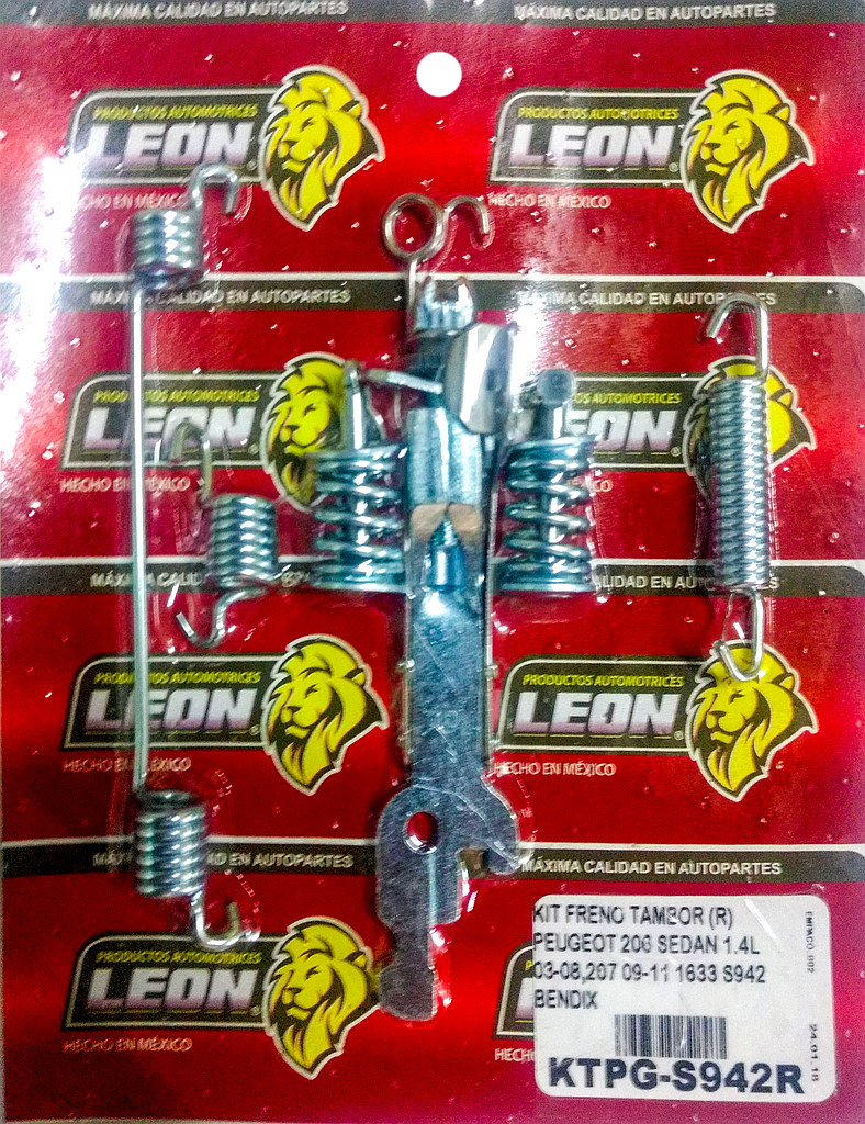 KIT FRENO TAMBOR (R) PEUGEOT 206 SEDAN 1.4L 03-17, 207 09-11 BENDIX, NISSAN APRIO 05-17, RENAULT CLIO 02-10, SANDERO 10-16, STEPWAY 10-16 1633 S942, 1695 S1029, 1Y16Z F035 KT801R