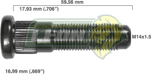 BIRLO RUEDA DODGE RAM 1500-RAM 4000 08-14 R.D. Y R.T. 14x1.50x59.56 mm ESTRIADO 16.99x17.93 mm