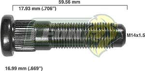 BIRLO RUEDA DODGE RAM 1500-RAM 4000 08-14 R.D. Y R.T. 14x1.50x59.56 mm ESTRIADO 16.99x17.93 mm