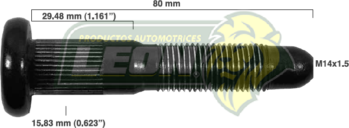 BIRLO RUEDA GMC SILVERADO 3500 10-14 R.T. 14x1.50x80 mm ESTRIADO 15.83x29.48 mm