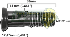 BIRLO RUEDA SUZUKI SWIFT, GRAND VITARA 07-13 R.D. Y R.T. 12x1.25x38 mm ESTRIADO 12.47x14 mm (BR76-002RP)