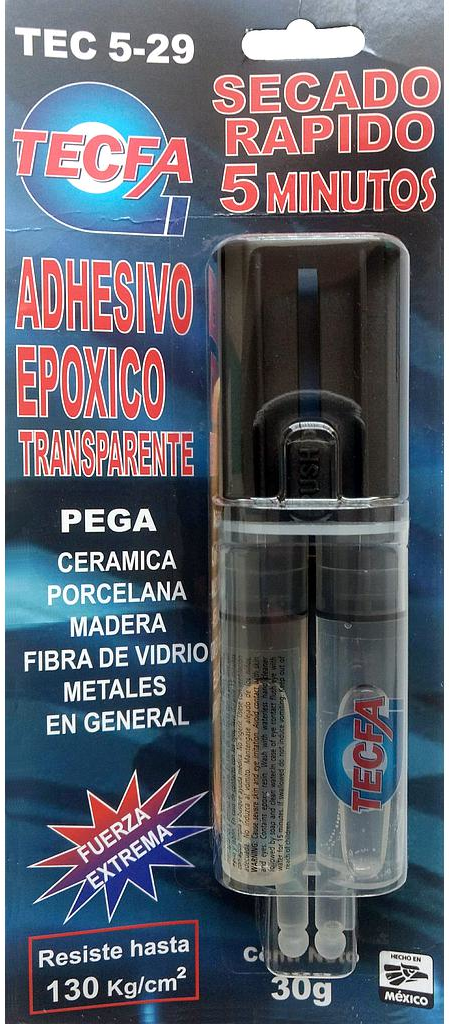ADHESIVO EPOXICO SECADO RÁPIDO 5 min. TRANSPARENTE JERINGA 30 gr.