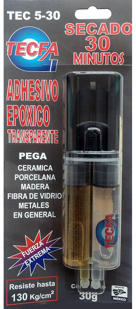 ADHESIVO EPOXICO SECADO LENTO 30 min. TRANSPARENTE JERINGA 30 gr.