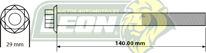 TORNILLO CABEZA MOTOR G.M. 1.4L CHEVY, JOY, SWING, MONZA 94-03 ($ x pza.) 10x1.25 mm, LGO. 140 mm, LL. TORX 29 mm