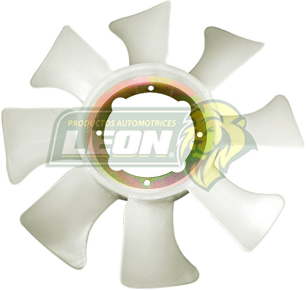 VENTILADOR PLASTICO ICHIVAN, PK-UP 2.4L, D21 93-03, Z24 87-92 c/POLEA TERMICA HO741, HO747 8 ASPAS 4 HOYOS CENTRO DE METAL ØI: 12-14.3 cm, ØE: 39.7 cm