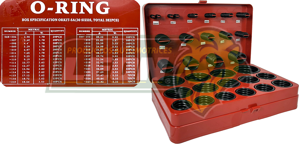 ESTUCHE DE O-RINGS CONT. 30 MED. ESTANDAR = 382 pzas NITRILO