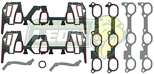 JUNTA MULTIPLE G.M. BUICK, OLDSMOBILE, PONTIAC V6 3.1L M.189, 3.4L M.207 OHV, VIN E, J CENTURY, AZTEK CUSTOM, LIMITED, GRAND GPRIX, IMPALA, LUMINA, MALIBU, TRANS SPORT SILHOUETTE (ADMISIÓN PERNO CENTRAL A UN LADO) (JGO.)