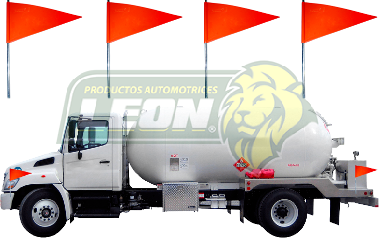 BANDERÍN PARA TRACTOCAMIONES, PIPAS, GRUAS, ETC. (VARILLA GALVANIZADA 1/2” x 50 cm, PLASTICO 23x40 cm