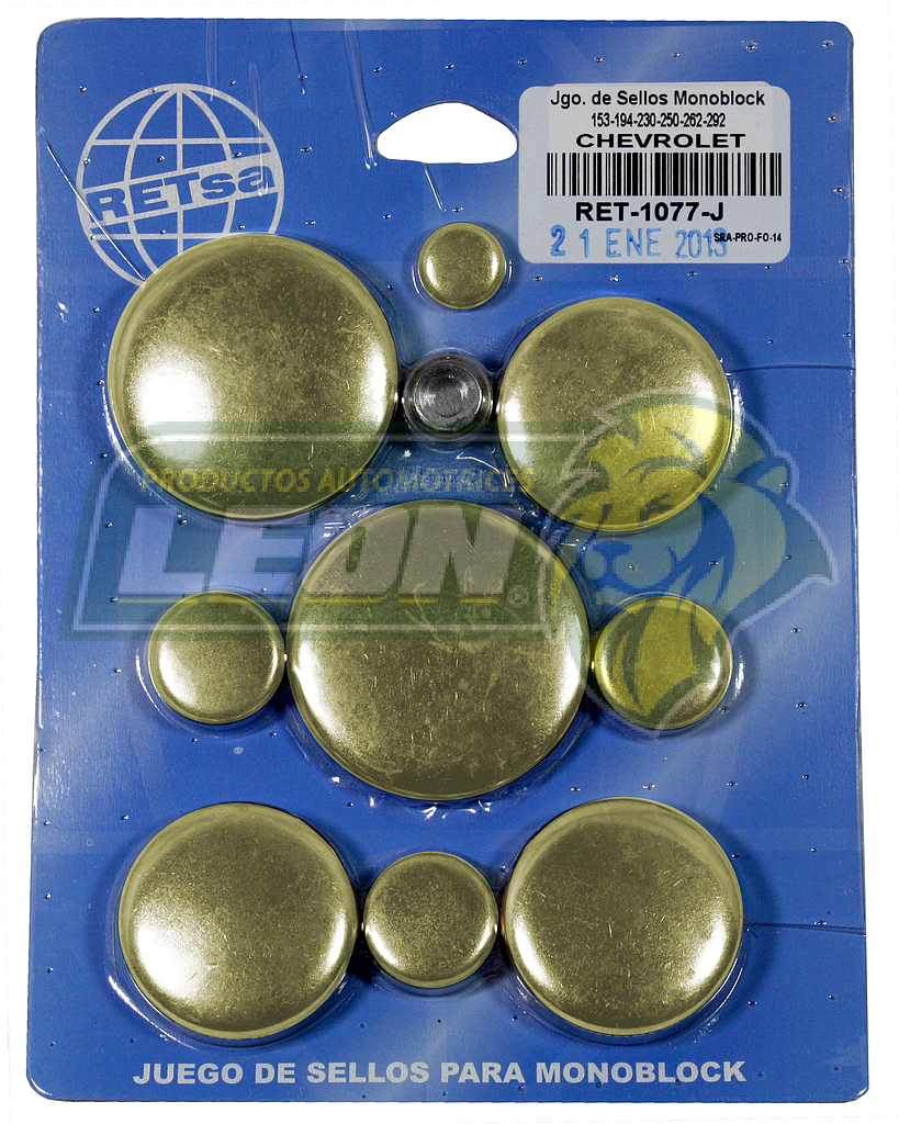 JUEGO SELLO MONOBLOCK G.M. M.153, 194, 230, 250, 262, 292 LATON