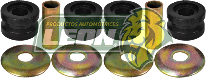 GOMA TIRANTE SUSPENSION NISSAN PK-UP 80-93 (KF200)(64410)(56216) "4 GOMAS + 2 TUBOS” POLIURETANO NEGRO