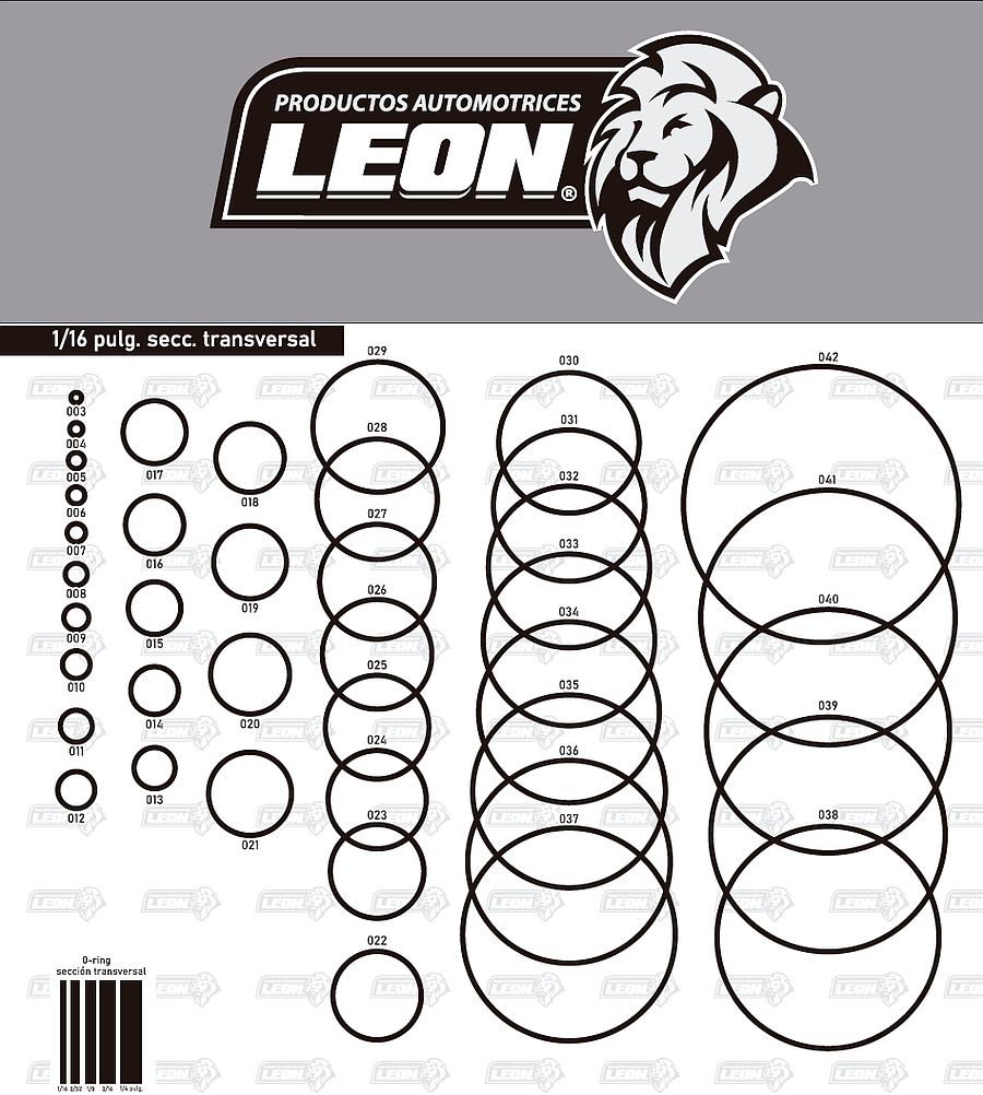 CATALOGO O-RING (TAMAÑO REAL) CON ESPIRAL PLASTIFICADO