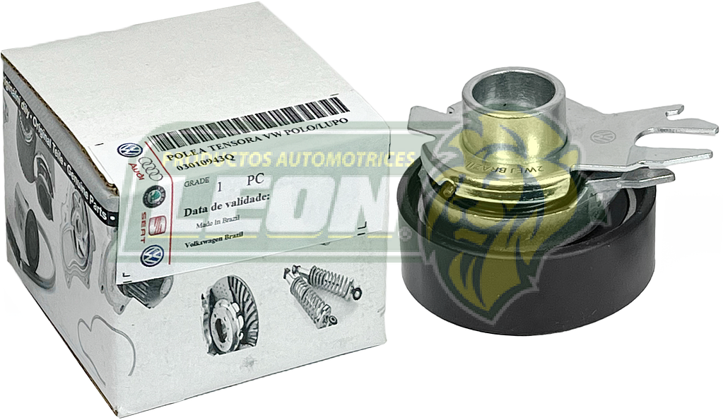 POLEA TENSORA VW CROSSFOX 07-17, GOL HATCH 09-13 G5, GOL HATCH 13-16, GOL SEDAN 09-13 G5, GOL SEDAN 13-16 G6, LUPO 04-10, POINTER PK-UP 00-05 G3, POINTER PK-UP 06-09 G4, POINTER STATION WAGON 00-05 G3, POINTER STATION WAGON 07-10 G4, POINTER 00-05 G3, POINTER 06-09 G4, POLO SEDAN 03-06, POLO 03-06, SAVEIRO 10-19, SPORTVAN 06-10, SEAT CORDOBA 03-95 6L MK2, IBIZA 03-09 6L MK3 (03010943Q, 030109243Q) T/O.