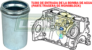 TUBO ENTRADA BOMBA AGUA G.M. CHEVY 4C. 1.4L 94-96, 1.6L  96-12, ASTRA 1.8L 00-03, 2.4L 04-06, ZAFIRA 00-07, CORSA 1.8L 03-08, MERIVA 1.8L 04-06, TORNADO 1.8L 04-11 (PARTE TRASERA DE MONOBLOCK) (6900915) ØI:27 mm, ØE1:29 mm, ØE2:30 mm, L:52 mm