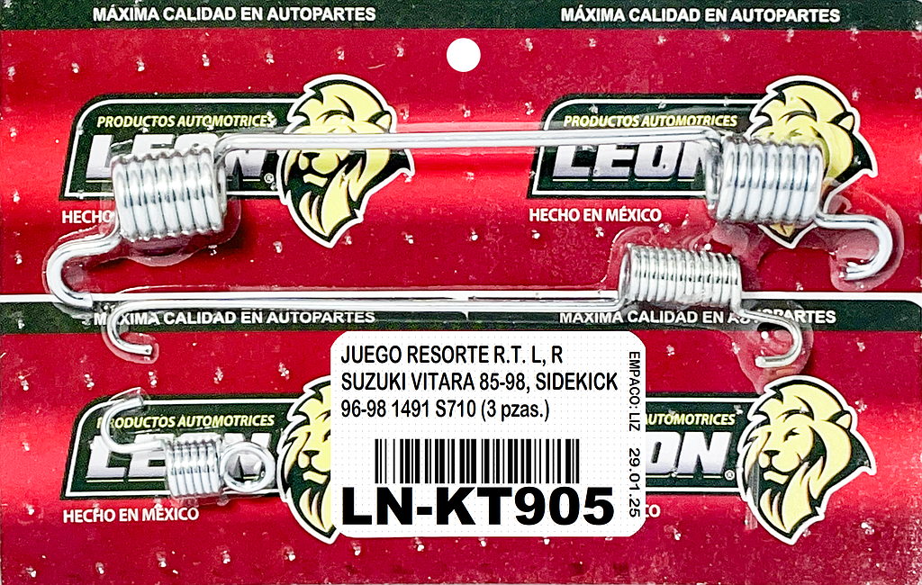 JUEGO RESORTE R.T. L, R SUZUKI VITARA 85-98, SIDEKICK 96-98 1491 S710 (3 pzas.)
