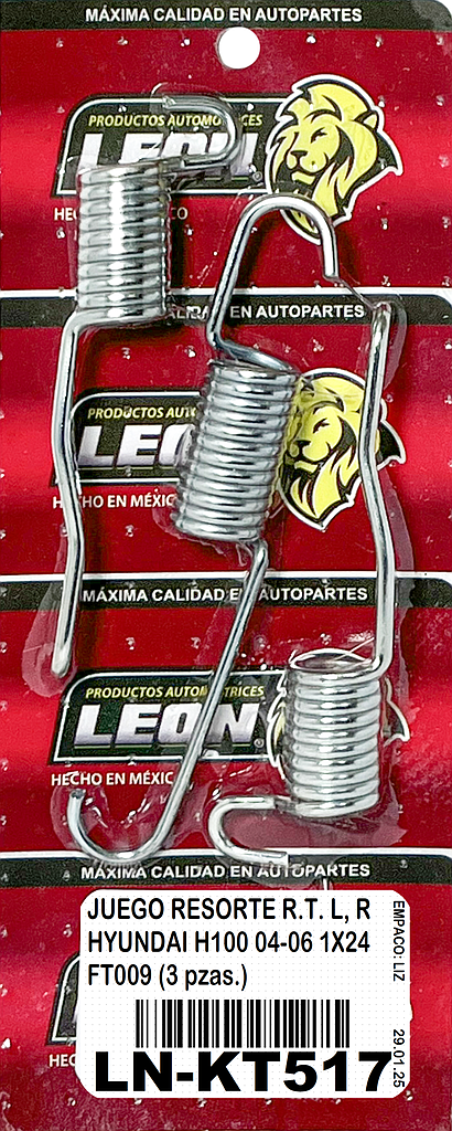 JUEGO RESORTE R.T. L, R HYUNDAI H100 04-06 1X24 FT009 (3 pzas.)