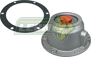 TAPA CUBREPOLVO EJE ALUMINIO TRASERA 7-1 2 (6 HOYOS) CON TAPON ROJO CENTRAL REMOVIBLE PARA RELLENADO SIN TAPON LATERAL