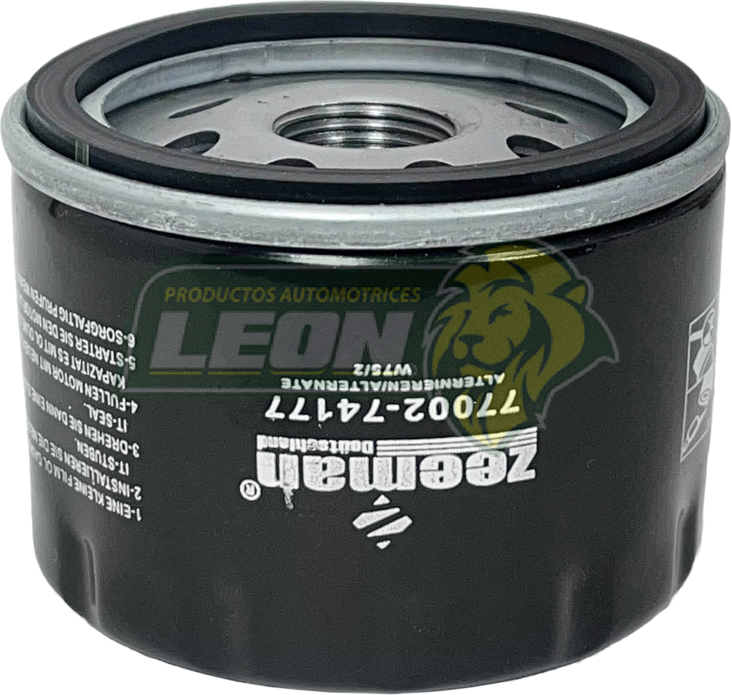 FILTRO ACEITE NISSAN PLATINA 02-10, APRIO 08-10, RENAULT CLIO 01-16, CAPTUR 2018, DUSTER 12-18, KANGOO 07-17, LOGAN 15-18, MEGANE 01-10, SANDERO 10-16, SCENIC 01-08, STEPWAY 11-18, TRAFIC 07-09, FIAT PANDA 07-11 (GP-291, OF-4177) ROSCA 20X1.5 mm = (OF-5860, 15208-00QAA)