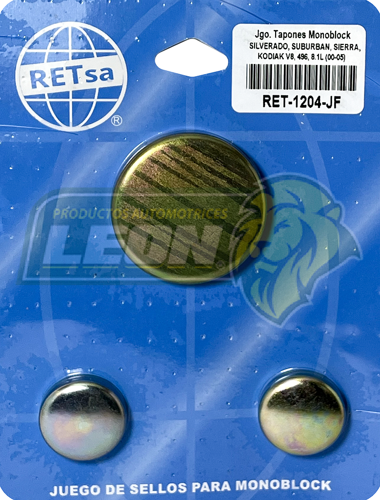 JUEGO SELLO MONOBLOCK G.M. SILVERADO, SUBURBAN, SIERRA, KODIAK V8 496 8.1L 00-05 FIERRO
