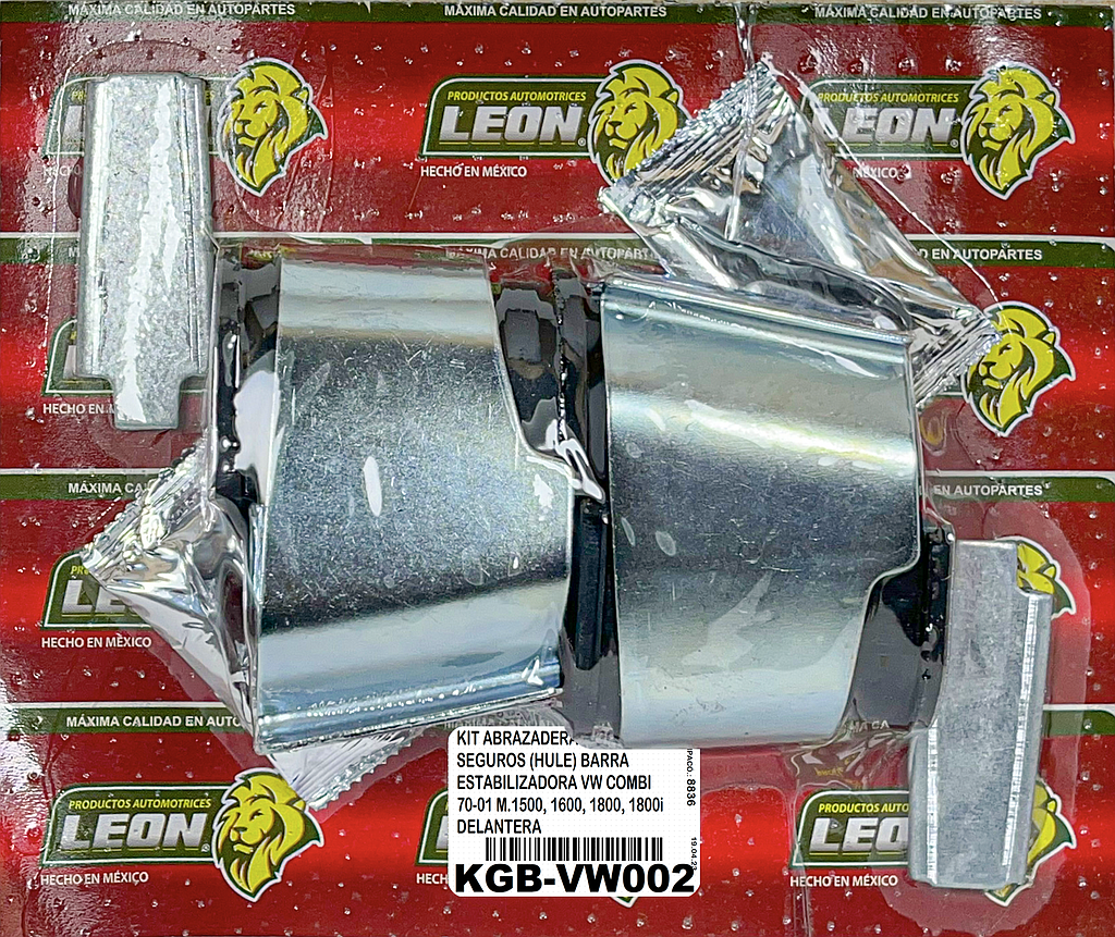 KIT DE ABRAZADERAS, GOMAS Y SEGUROS (HULE) BARRA ESTABILIZADORA VW COMBI 70-01 M.1500, 1600, 1800, 1800i DELANTERA