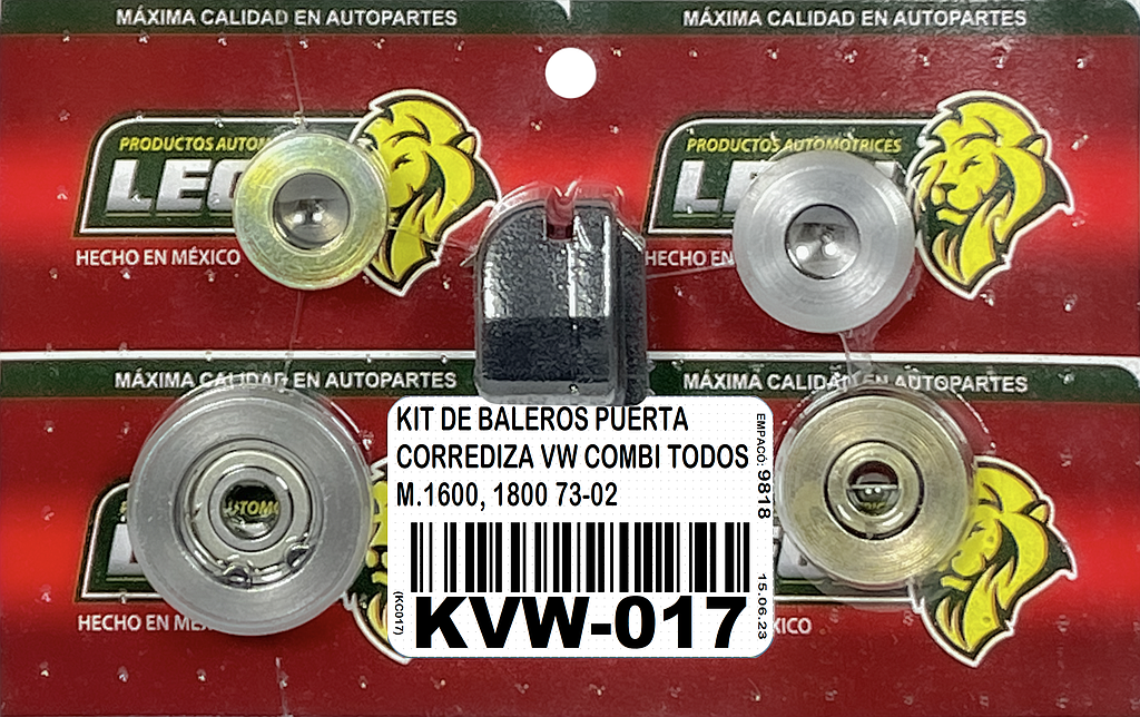 KIT DE BALEROS PARA PUERTA CORREDIZA VW COMBI TODOS M.1600, 1800 73-02