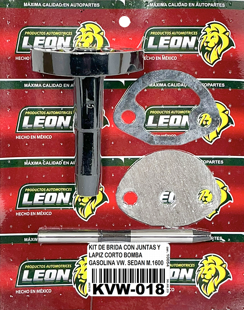 KIT DE BRIDA CON JUNTAS Y (LAPIZ CORTO 9.96 cm.) BOMBA GASOLINA VW. M.1600 SEDAN, COMBI, BRASILIA, HORMIGA, SAFARI