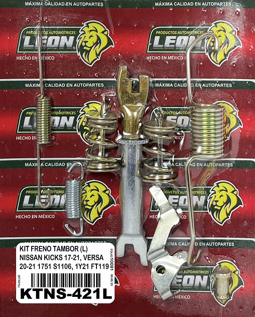 KIT FRENO TAMBOR (L) NISSAN KICKS 17-21, VERSA 20-21 1751 S1106, 1Y21 FT119 KT421L