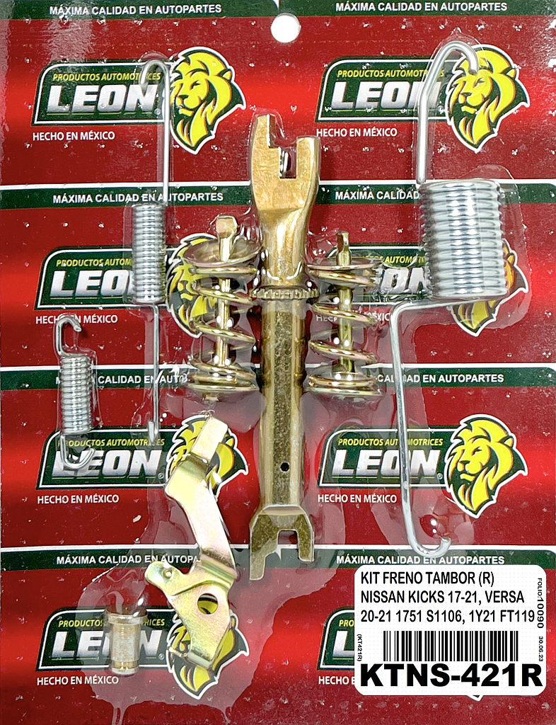 KIT FRENO TAMBOR (R) NISSAN KICKS 17-21, VERSA 20-21 1751 S1106, 1Y21 FT119 KT421R