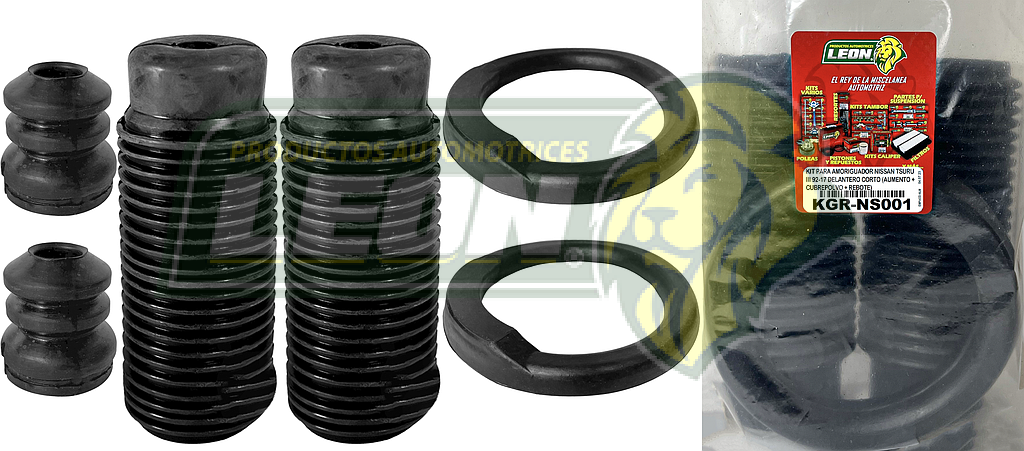 KIT PARA AMORTIGUADOR NISSAN TSURU III 92-17 DELANTERO CORTO (AUMENTO + CUBREPOLVO + REBOTE)