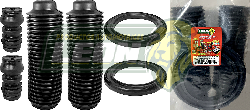 KIT PARA AMORTIGUADOR NISSAN TSURU III 92-17 TRASERO LARGO (AUMENTO + CUBREPOLVO + REBOTE)