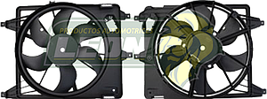 MOTOVENTILADOR NISSAN PLATINA 1.6L 02-10, APRIO 1.6L 08-10, RENAULT CLIO 1.6L 02-10, KANGOO 1.6L 01-18 (380 mm, 300W COMPLETO CON MARCO, C-A/A)