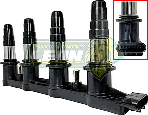 BOBINA  ESTADO SOLIDO ALTA ENERGIA GENERAL MOTORS  G.M. AVEO 1.8L 4C 09-11, SONIC 1.8L 4C 12-17, TRAX 1.8L 4C 13-16, PONTIAC G3 1.8L 4C 08-09 7T. (19005358)