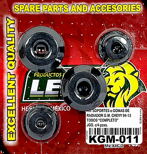 KIT SOPORTES o GOMAS DE RADIADOR G.M. CHEVY 94-13 TODOS “COMPLETO” JGO. c/4 pzas.