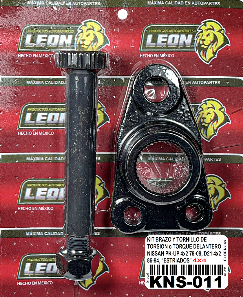 KIT DE BRAZO Y TORNILLO DE TORSION “ESTRIADOS” o TORQUE DELANTERO NISSAN PK-UP 4x2 79-08, D21 4x2 86-94, 4x4