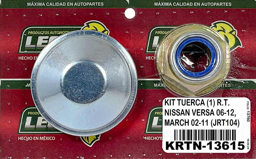 KIT TUERCA (1) R.T. NISSAN VERSA 06-12, MARCH 02-11 (JRT104)