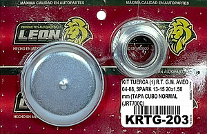 KIT TUERCA (1) R.T. G.M. AVEO 04-08, SPARK 13-15 20x1.50 mm (TAPA CUBO NORMAL (JRT700C)