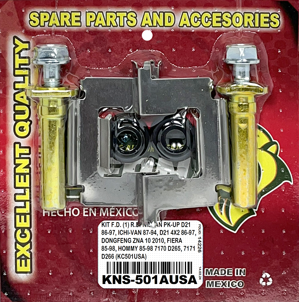 KIT F.D. (1) R.D. NISSAN PK-UP D21 86-97, ICHI-VAN 87-94, D21 4X2 86-97, DONGFENG ZNA 10 2010, FIERA 85-98, HOMMY 85-98 7170 D265, 7171 D266 (KC501USA)