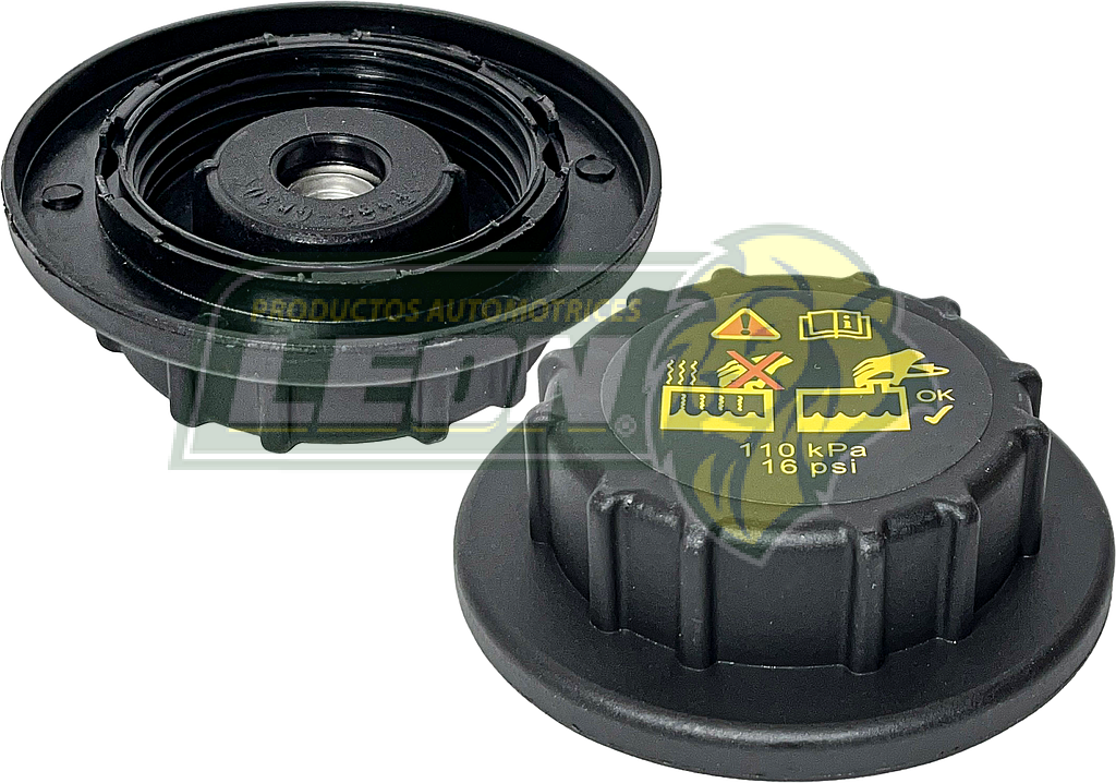 TAPON DEPOSITO ANTICONGELANTE 16 Psi. 110 Kpa. FORD F250, F350, F450, F550 6.0L 8C. 05-10, TRITON V10 99-08 (733638E), TAURUS, SATURN SC, SL 92-02, SW 1.9L 93-01(6103088), F250, F450, F550 6.2L V8 DIESEL 07-15, EDGE 2.0L DOHC 16V, EXPLORER 2.0L DOHC 16V, FUSION 2.5L 16V, MUSTANG 4.6L 12V, ECONOLINE 6.8L 16V, EXPEDITION 5.4L 16V, LOBO 5.0L V8, RANGER 2.3L 4C., MERCURY SABLE 3.0L 6C. 96-99 (768A080) ( 9C3Z-8101-B)