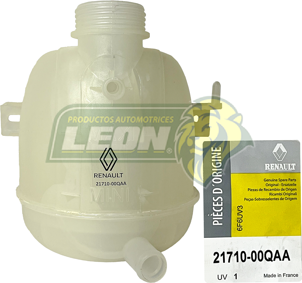 DEPOSITO ANTICONGELANTE NISSAN APRIO 1.6L 08-10, PLATINA 1.6L 01-10, RENAULT CLIO 1.6L 02-10, CLIO 2.0L 02-08, DUSTER 2.0L 13-17, KANGOO 1.6L 04-15, SANDERO 1.6L 10-15, STEPWAY 1.6L 10-15 (DAKG000QAA, 2170000QA, 700065) “SIN TAPON” IMPORTACION