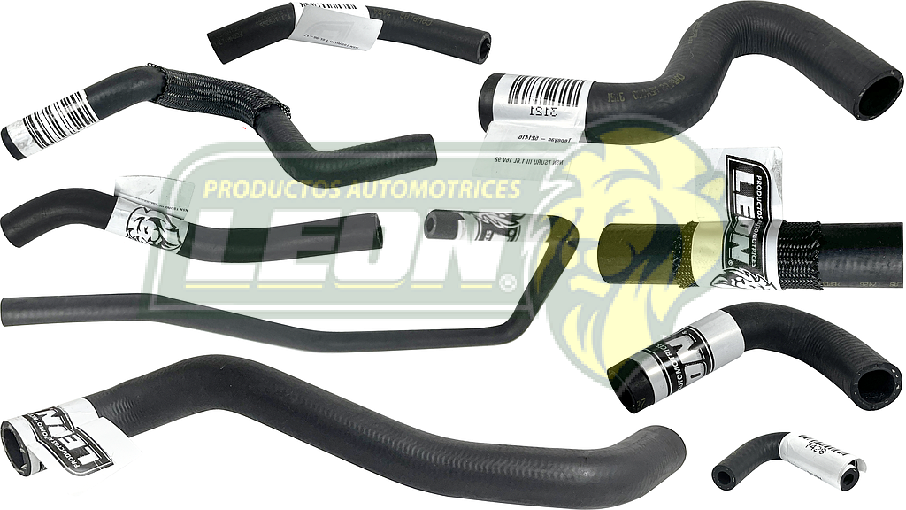 MANGUERAS MOLDEADAS DE ENFRIAMIENTO NISSAN TSURU III 1.6L 93-17 (KIT c/9 pzas.) LEÓN