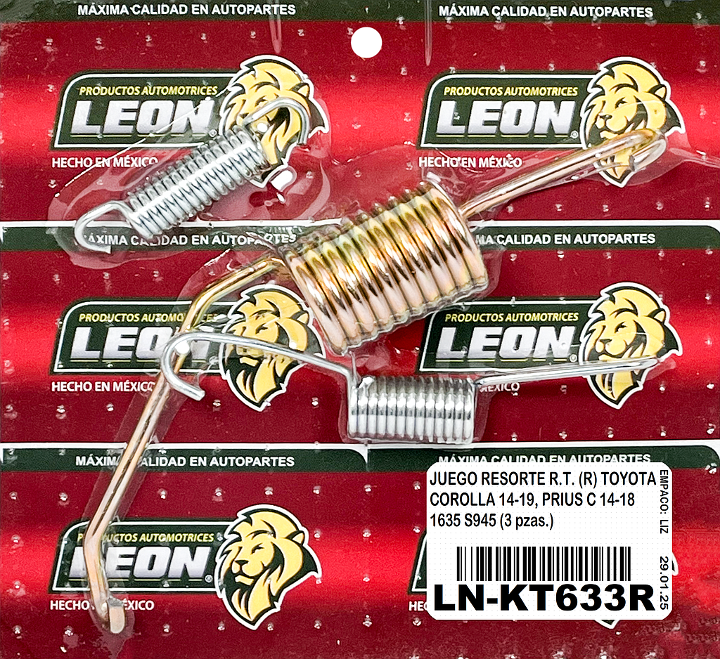 JUEGO RESORTE R.T. (R) TOYOTA COROLLA 14-19, PRIUS C 14-18 1635 S945 (3 pzas.)