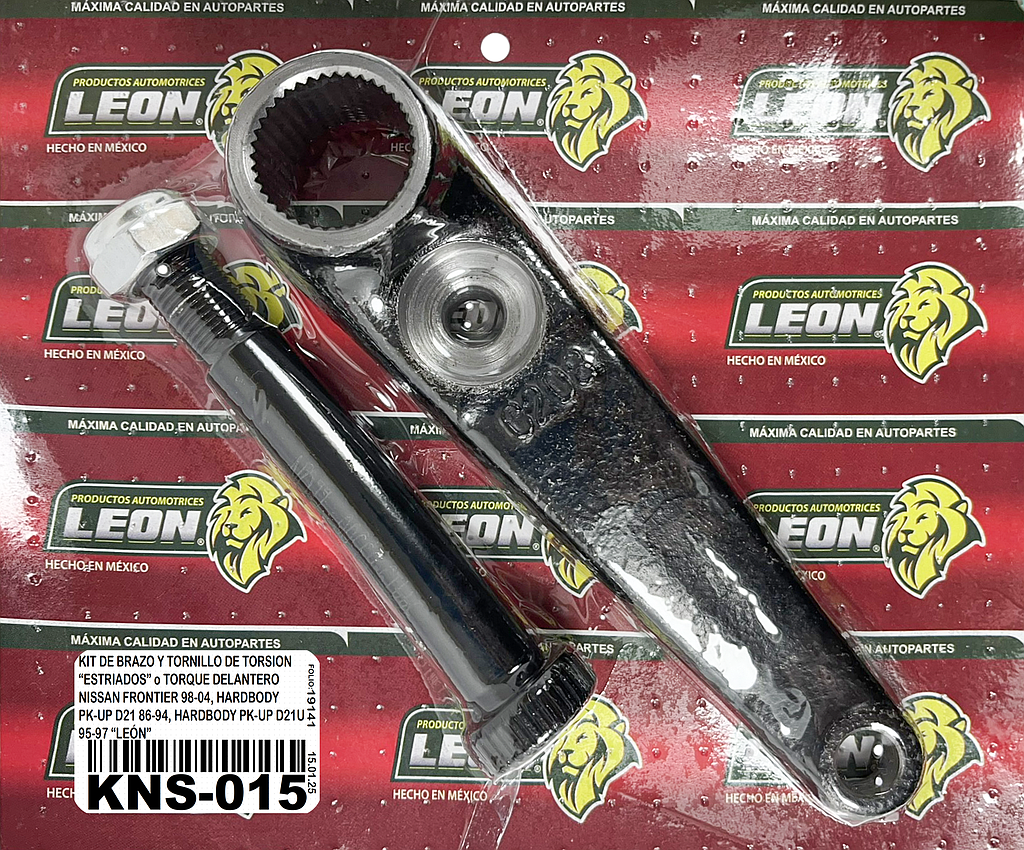 KIT DE BRAZO Y TORNILLO DE TORSION “ESTRIADOS” o TORQUE DELANTERO NISSAN FRONTIER 98-04, HARDBODY PK-UP D21 86-94, HARDBODY PK-UP D21U 95-97 “LEÓN”
