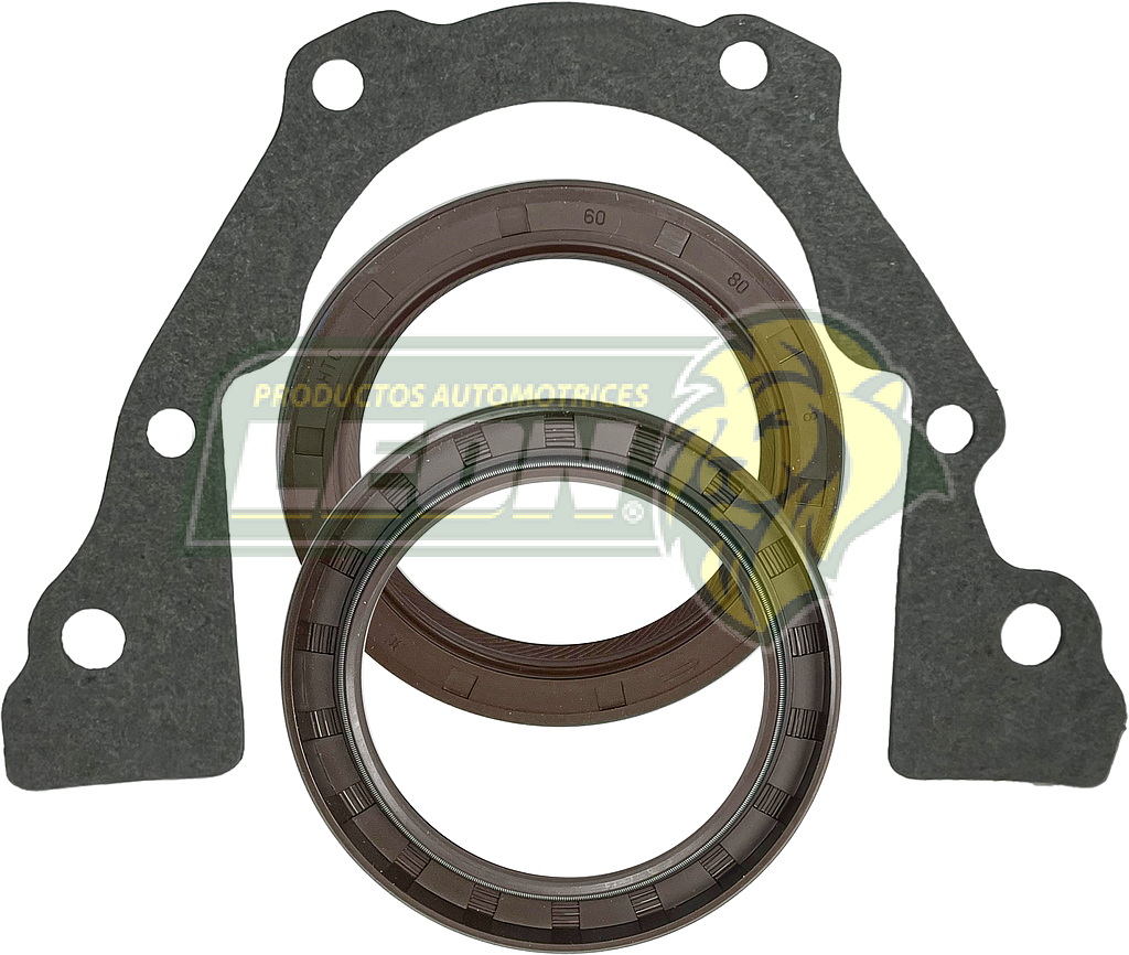 RETEN CIGUEÑAL G.M. SPARK 11-17, BEAT 18-19, N300 13-14 1.2L DOHC L4 16V SMARTECH II B12D1, LMU 60x80x8 mm (JGO. c/2 pzas. 1 RETEN Y 1 JUNTA)