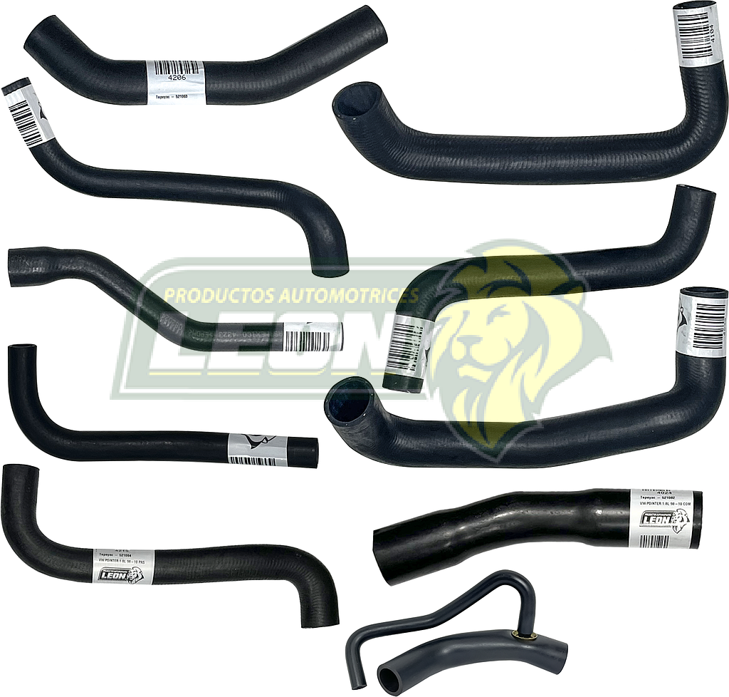 MANGUERAS MOLDEADAS DE ENFRIAMIENTO VW POINTER 1.8L 98-10 (KIT c/10 pzas.) LEÓN	