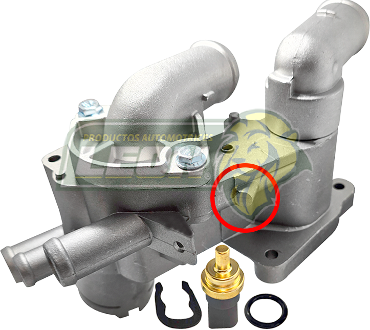 TOMA AGUA VW CROSSFOX 1.6L 05-17, GOL 1.6L 09-20, POLO 1.6L 03-07, SAVEIRO 1.6L 10-17. SEAT IBIZA 1.6L 03-08 (INC. TERMOSTATO Y SENSOR) S/PIPETA (032121111AP, 100-120)