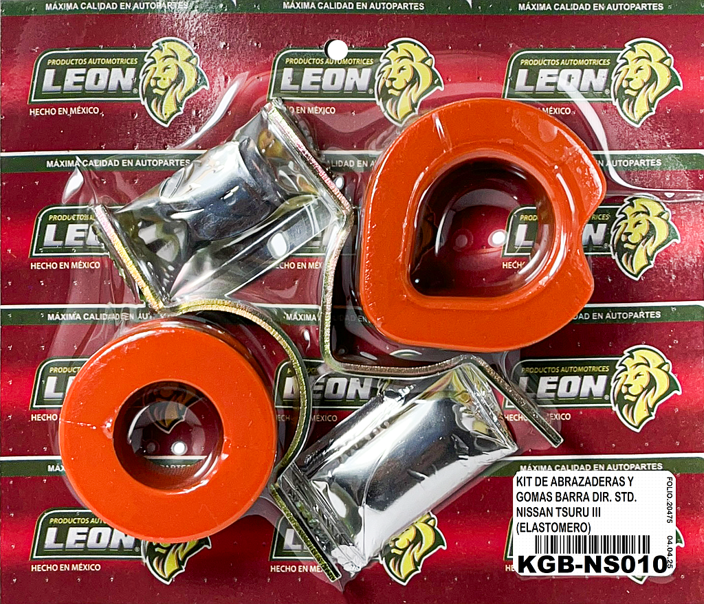 KIT DE ABRAZADERAS Y GOMAS BARRA DIR. STD. NISSAN TSURU III (ELASTOMERO)